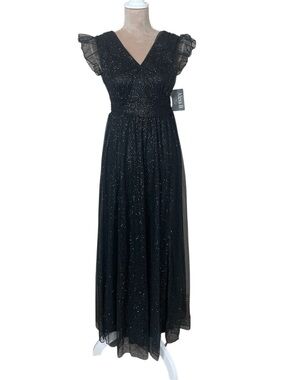 alexa b nites dress black Alexa B Nites | Dresses | Alexa B Nites Black Highlow Ruffle Evening Dress  With Floral Accent Size 6